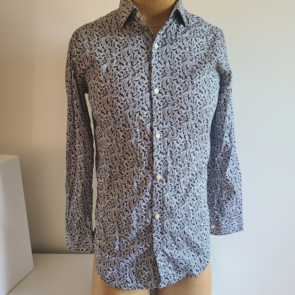 ☮️JOHN LENNON Elegant Navy Paisley Men's Shirt - Picture 5 of 11